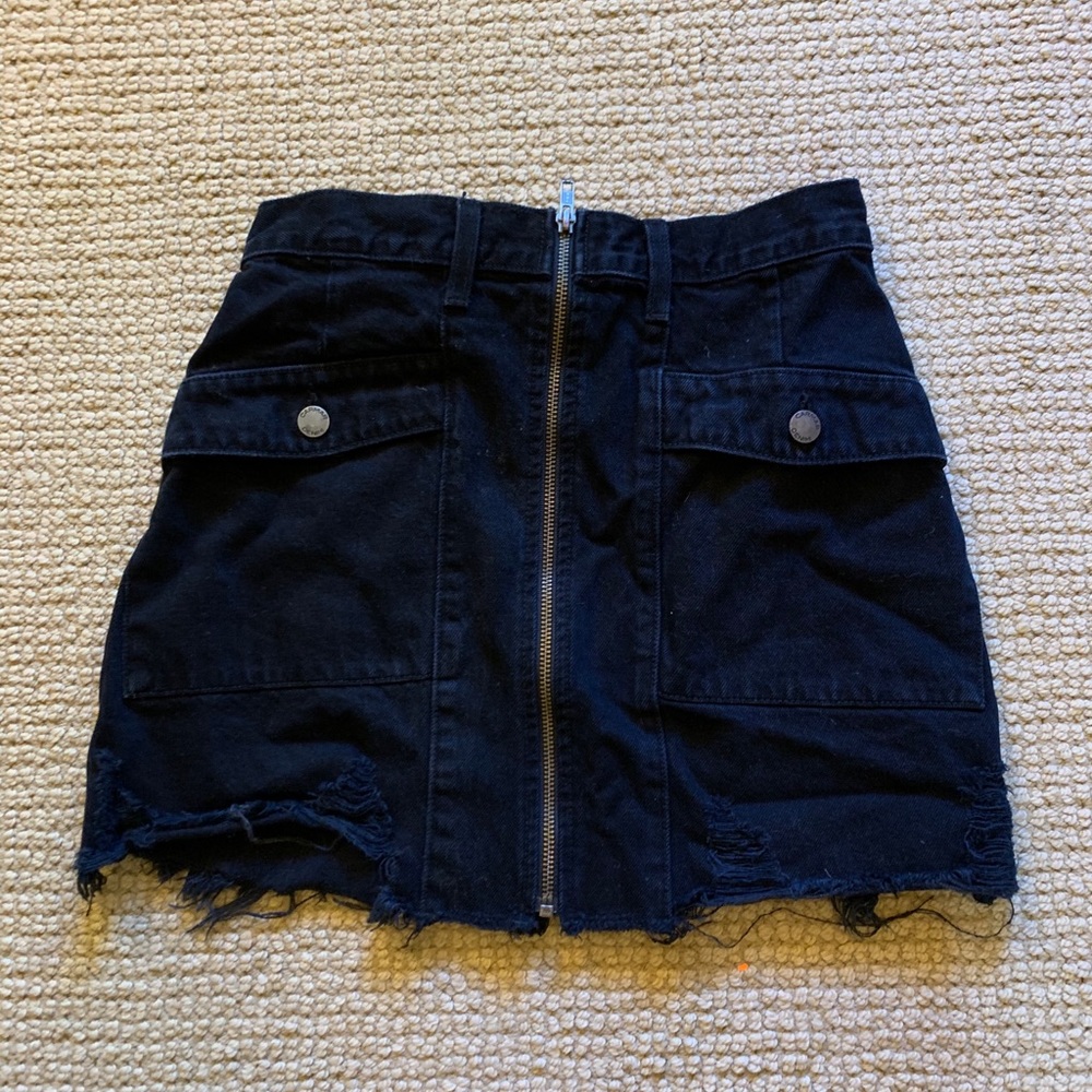 CARMAR DENIM zip front black denim skirt from LF
